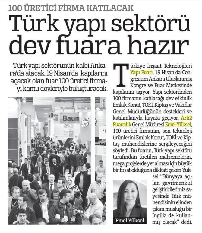 Türkiye Gazetesi'nde TEBİF 2018 Fuarı ile ilgili çıkan haber metnimiz.
